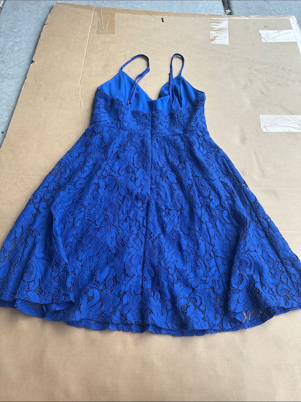 Lulu's Royal Blue Lace Spaghetti-Strap Mini Dress - Picture 4 of 6